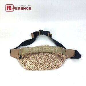 Burberry Monogram Shoulder Bag Waist Body Belt Crossbody Nylon Beige